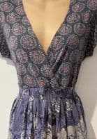 WHITE STUFF PURPLE JERSEY WRAP DRESS SIZE 14