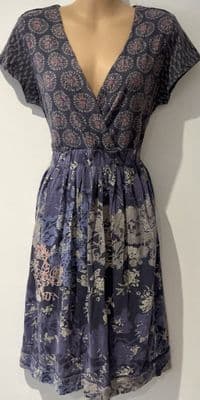 WHITE STUFF PURPLE JERSEY WRAP DRESS SIZE 14