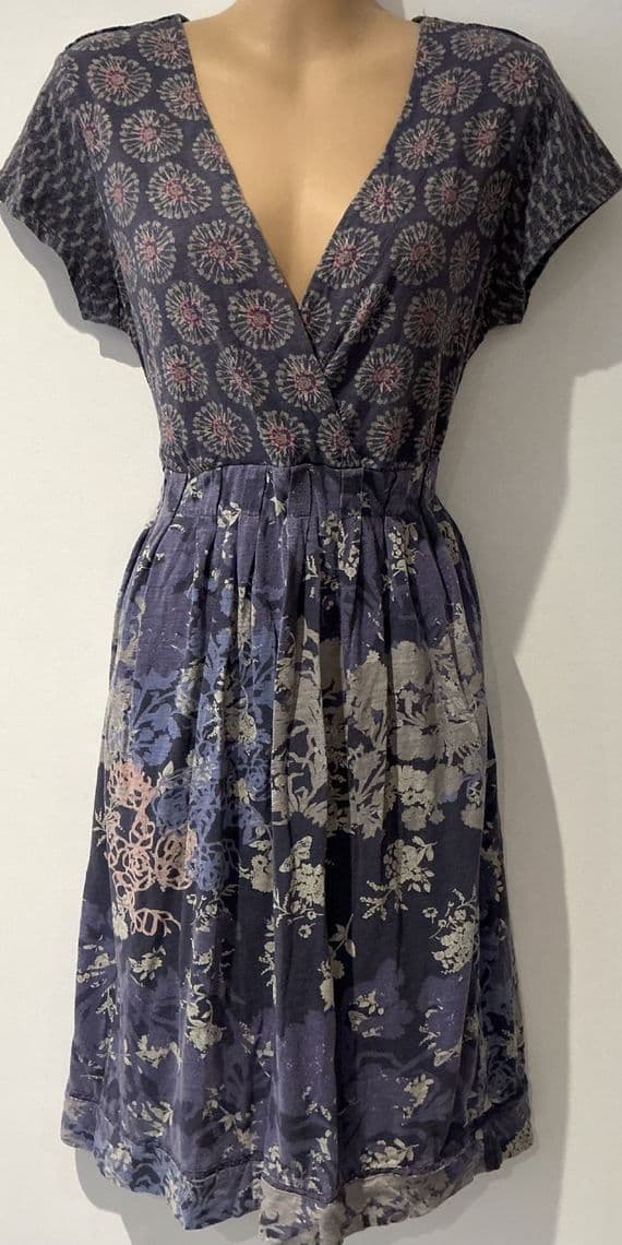 WHITE STUFF PURPLE JERSEY WRAP DRESS SIZE 14