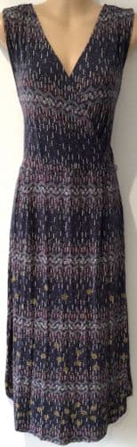 WHITE STUFF PURPLE PRINT JERSEY WRAP MIDI SUMMER DRESS SIZE 12