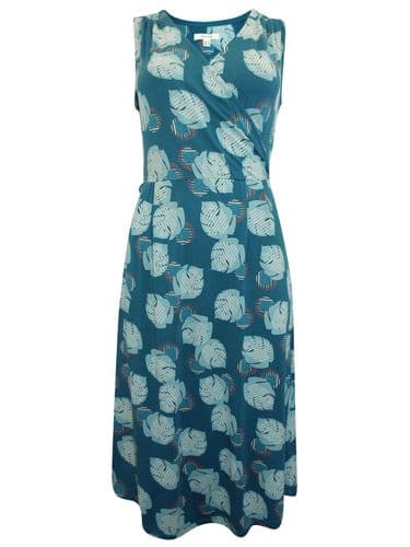 WHITE STUFF TEAL AVERY LEAF PRINT WRAP JERSEY DRESS NEW SIZES 8, 14 & 18