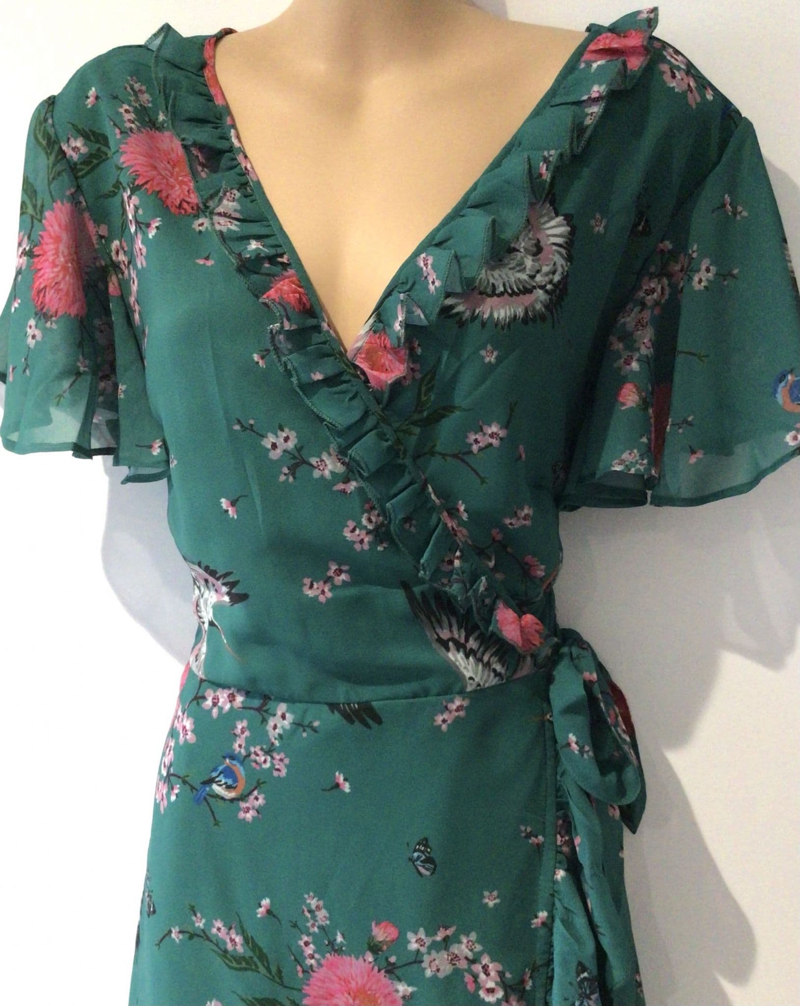 slim fit dress slacks Holi & Love Green Bird Dress Kaya
