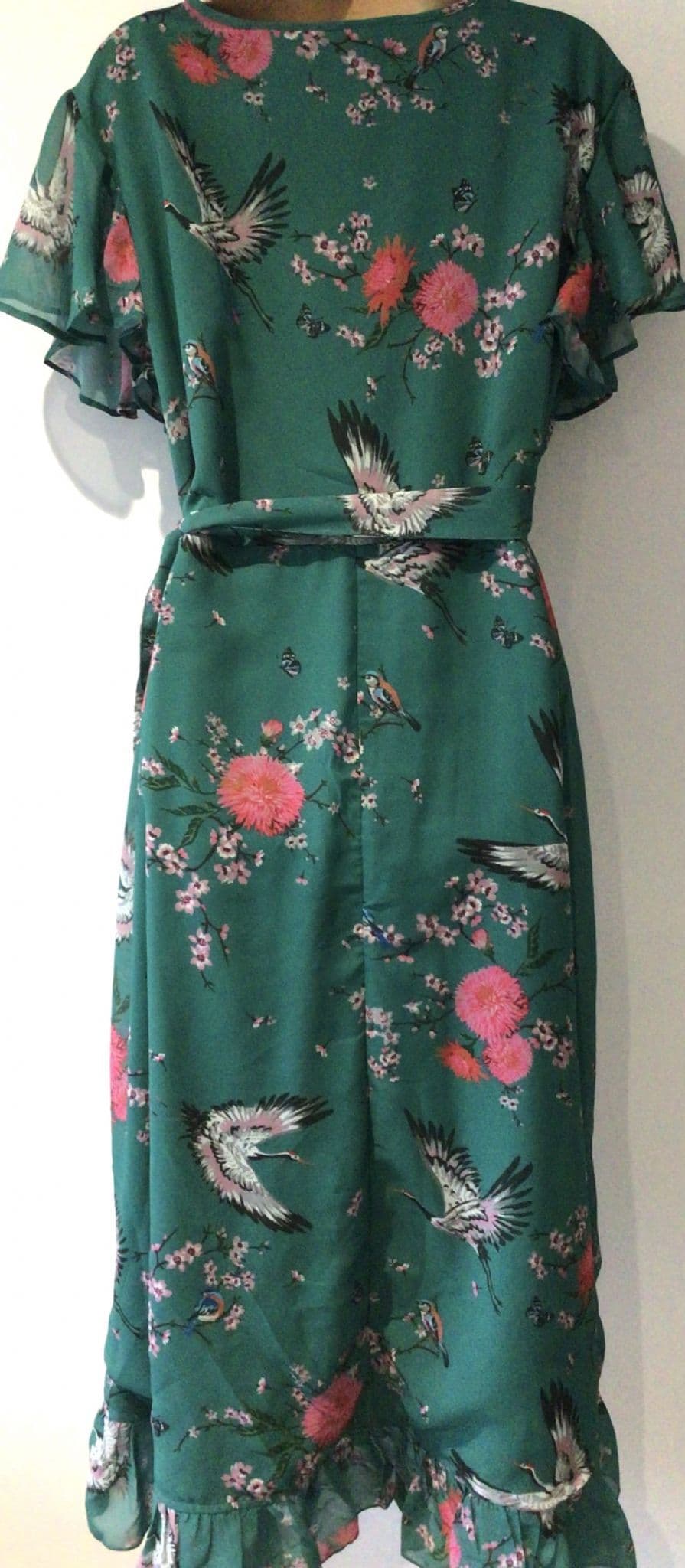 green dress for beach wedding Orange Bird Women's Round Neck Plus Size Dress With Pockets – Ambrie main image 0