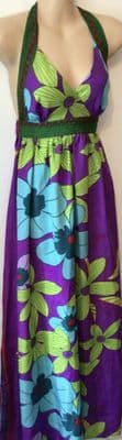 YUMI PURPLE HALTER NECK MAXI DRESS SIZE 8-10