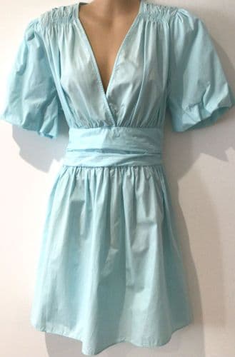 ZARA AQUA COTTON WRAP MINI DRESS BNWT SIZE M 12