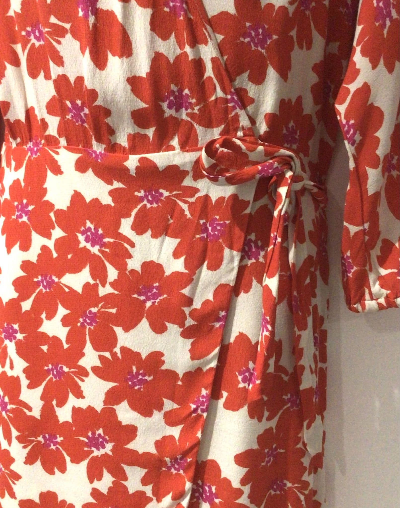 open lace back dress Alamea Orange Floral Wrap Mini Dress