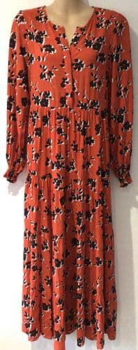 ZARA RED FLORAL MIDI SHIRT DRESS SIZE S 10