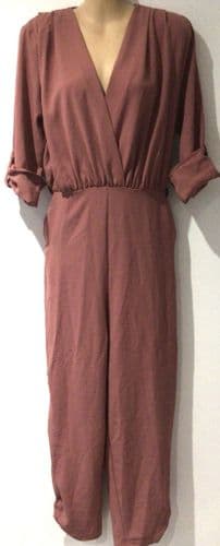 ZARA ROSE PINK WRAP JUMPSUIT WITH POCKETS SIZE S 10