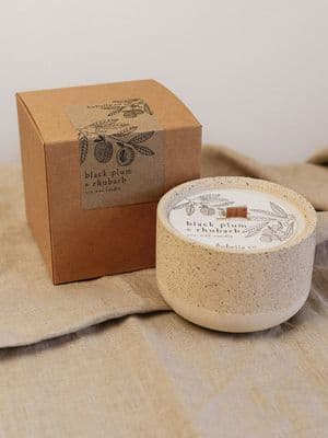 Black Plum and Rhubarb Soy Wax Candle - Refillable Jar, Bobella