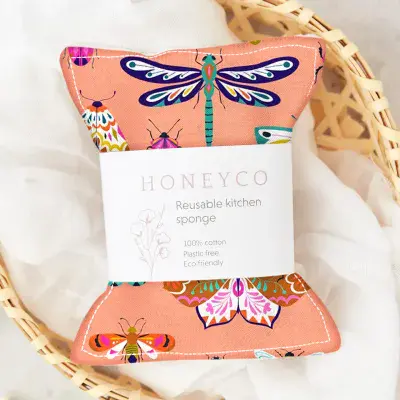 Bright Bugs Kitchen Cleaning Sponge 100% Cotton - Honeyco