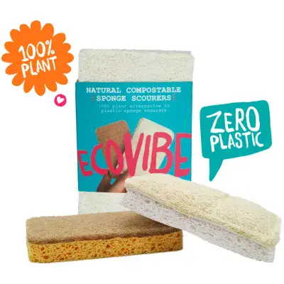 Compostable Sponges with Scourers - Pack of 2 - Ecovibe