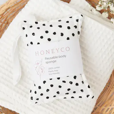 Dalmation Print Body Sponge - 100% Cotton - Honeyco