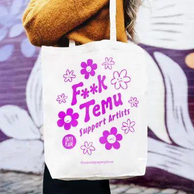 F**K Temu - Support Artists Canvas Tote Bag