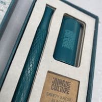 Jungle Culture Metal Safety Razor, with 10 blades - Teal