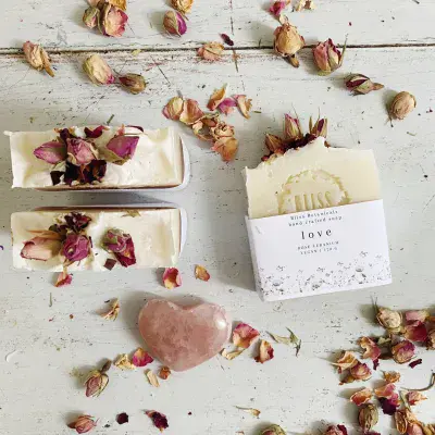 Love Soap - Rose Geranium with Rosebuds - Bliss Botanicals