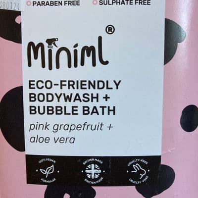Miniml Pink Grapefruit & Aloe Vera Body Wash and Bubble Bath - Rescued & Refilled Bottle