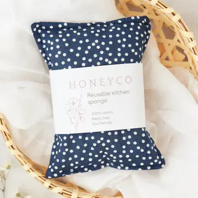 Polka Dot Print Kitchen Cleaning Sponge 100% Cotton - Honeyco