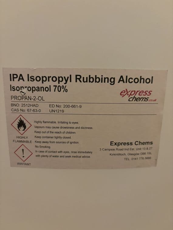 Rubbing Alcohol - AKA Surgical Spirit - 70% Pure Isopropanol