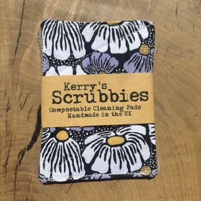 Scrubbies, set of 2 - Black and White Floral