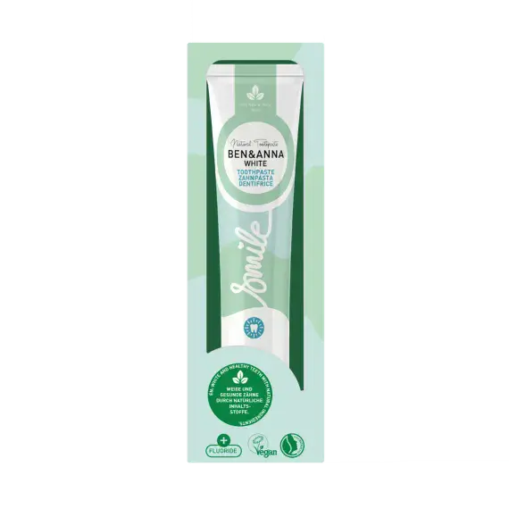 White Toothpaste in Aluminium Tube - With Fluoride - Ben & Anna