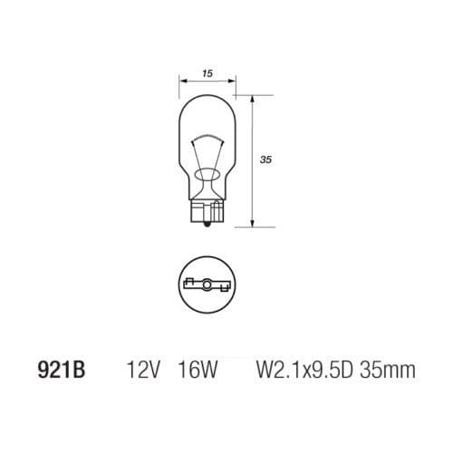 Autolamps 921B W16W LED Style Wedge Bulbs For Reverse Lights 12v 16w 2-Pack
