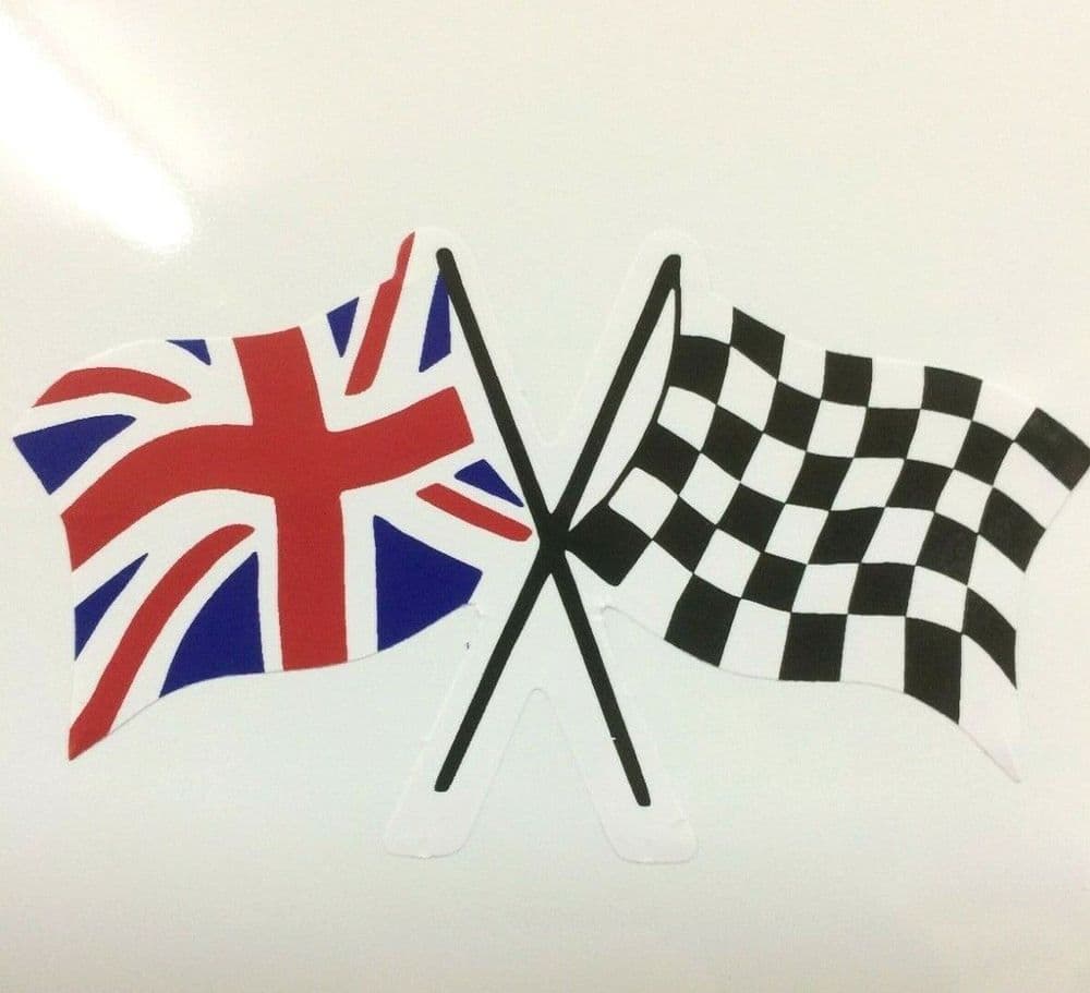 Crossed Flag Union Jack / Racing Sticker 108mm x 64mm