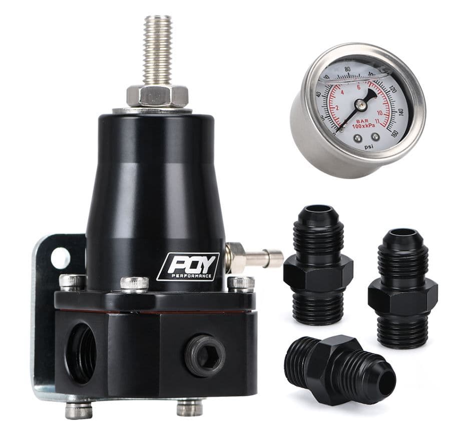 Motorsport Fuel Pressure Regulator Gauge AN Fittings 3070 PSI Injection