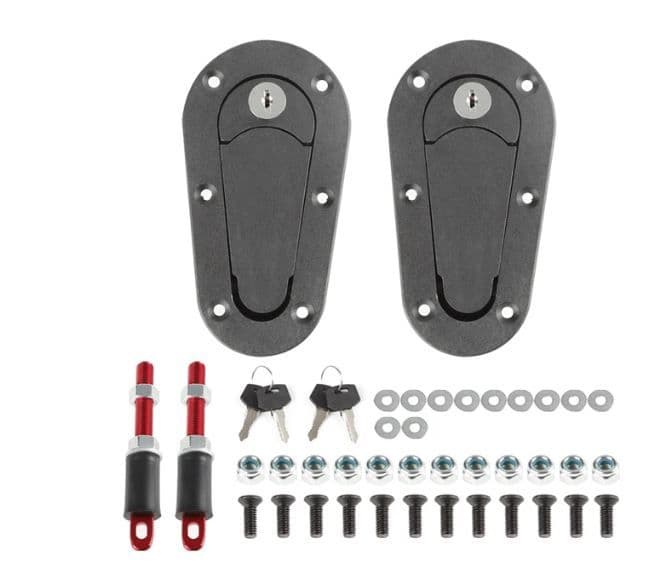 Universal Aluminum Alloy Bonnet Hood Pin Lock Kit Down Hood Lock Latch