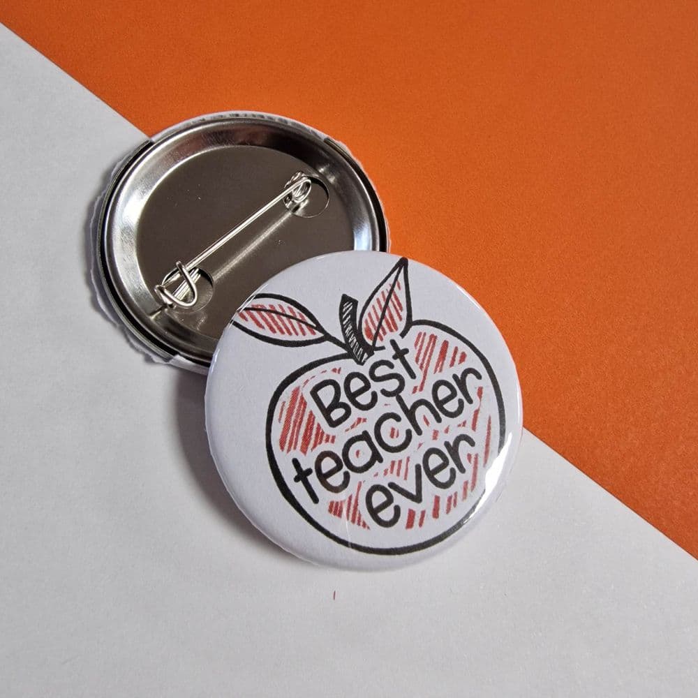 Apple teacher badge Best teacher ever teacher gift drawn apple cute