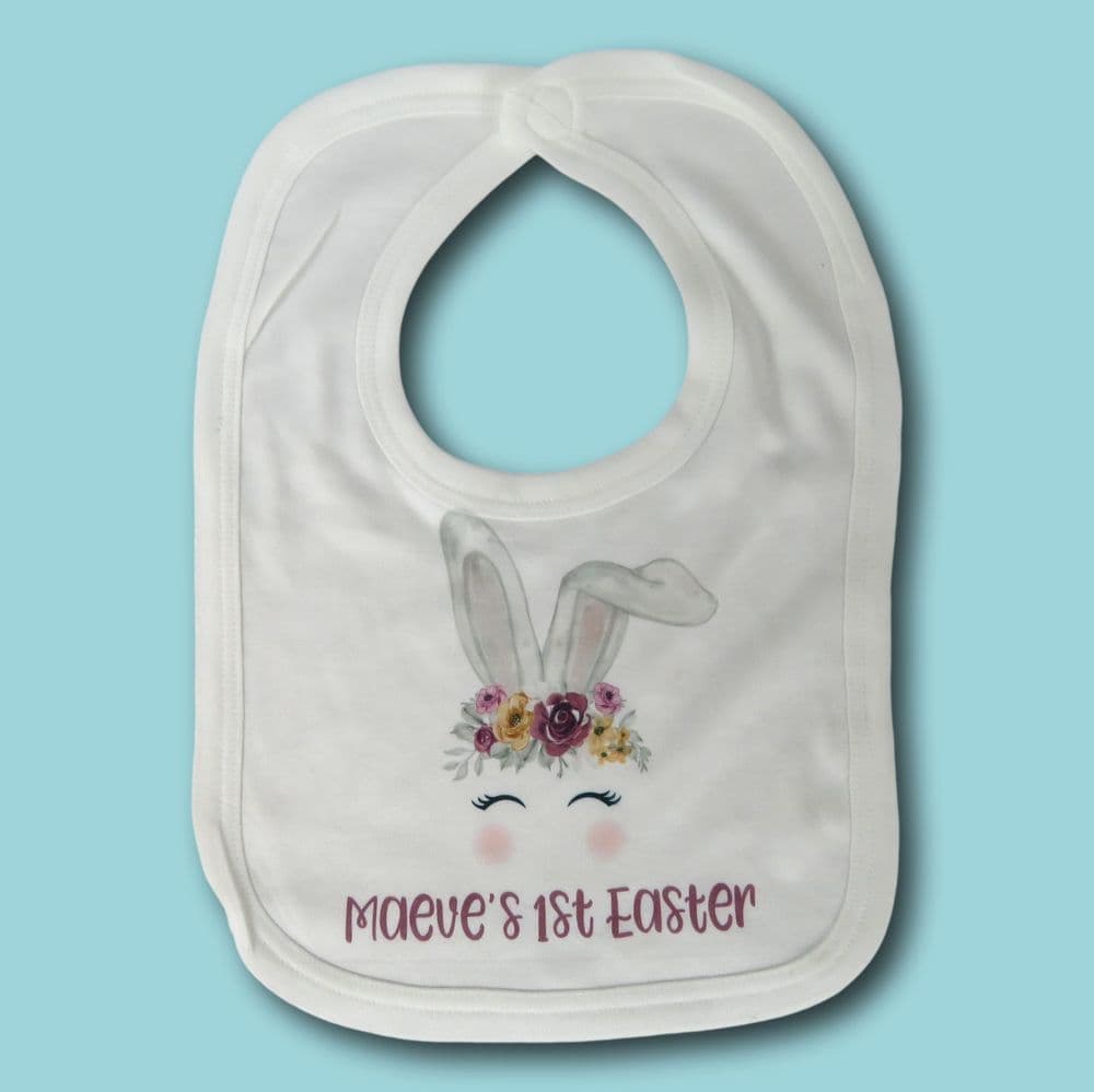 First Easter Bib Watercolour Bunny Babies First Easter bib Easter Gift