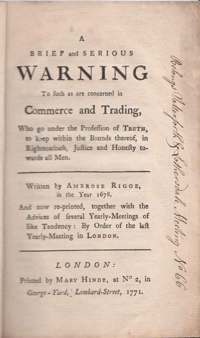A BRIEF AND SERIOUS WARNING to such as are in Commerce and Trading, Who go under the Profession of T
