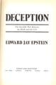 Deception: The Invisible War Between the KGB and the CIA  EPSTEIN, Edward Jay