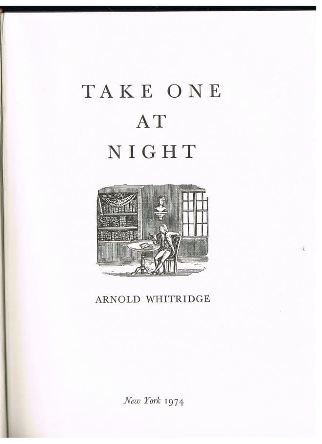 TAKE ONE AT NIGHT Whitridge, Arnold