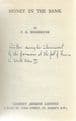 WODEHOUSE, P.G. Money in the Bank (first UK edition)