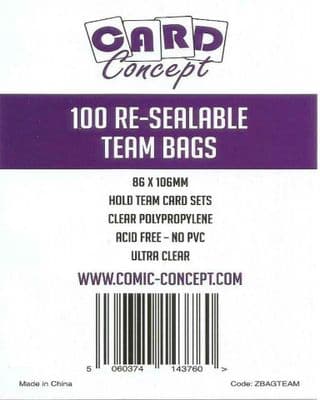 Card Concept Re-Sealable Team Bags (100)