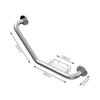 Angled Grab Rail with Soap dish Polished Stainless Steel
