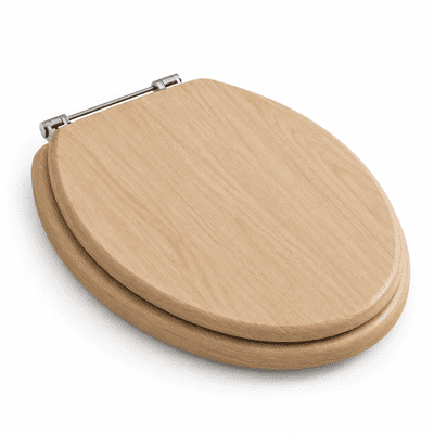 AQUACLOAK Light Oak Effect Toilet Seat
