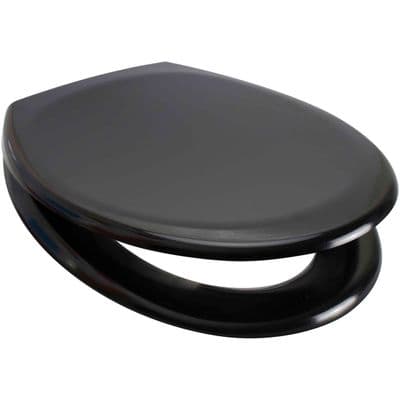 EuroShowers Rainbow Soft Close Black Toilet Seat with Top & Bottom Fixings