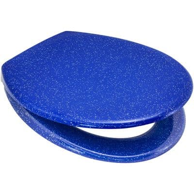 EuroShowers Rainbow Soft Close Blue Glitter Toilet Seat with Top & Bottom Fixings
