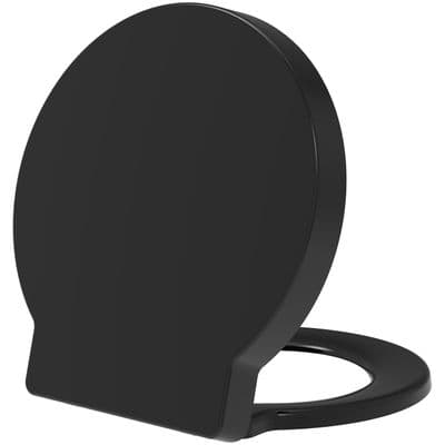 EuroShowers Round Toilet Seat ( Black ) with Top & Bottom Fixings