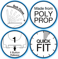 EuroShowers Short D Slim Soft Close Toilet Seat with Top & Bottom Fixings