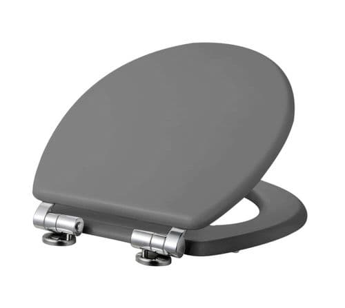 Asiento De Inodoro De Madera MDF Color Gris Antracita | Bisagras De Acero Inoxidable | Para Baños Estándar