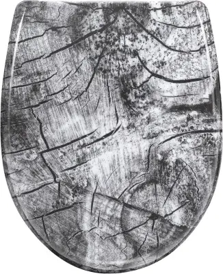 Grey Wood Soft Close Toilet Seat