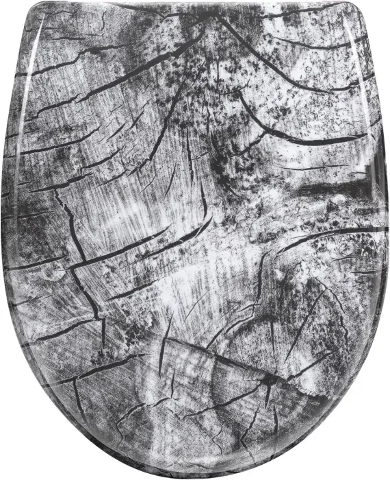 Grey Wood Soft Close Toilet Seat