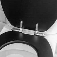 Harbour Soft Close Toilet Seat - Wooden with Chrome Hinges - Grooved Black