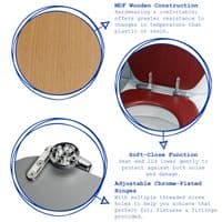 Harbour Soft Close Toilet Seat - Wooden with Chrome Hinges - Grooved Black