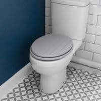 Harbour Soft Close Toilet Seat - Wooden with Chrome Hinges - Grooved Grey