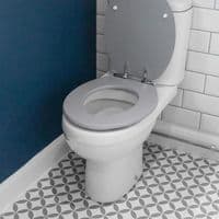 Harbour Soft Close Toilet Seat - Wooden with Chrome Hinges - Grooved Grey