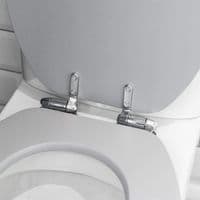 Harbour Soft Close Toilet Seat - Wooden with Chrome Hinges - Grooved Grey