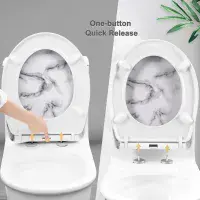 White Marble Soft Close Toilet Seat